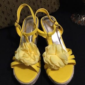 Charming Charlie Doria Yellow Wedge Sandals